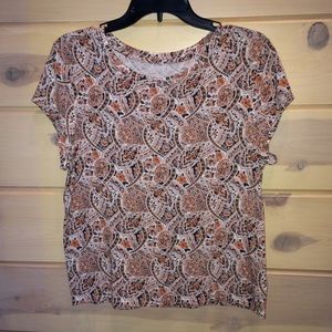 AEO soft and sexy floral shirt sleeve crop top